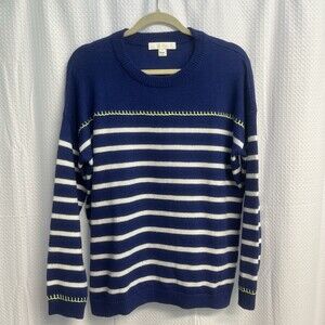 Lilly Pulitzer Kyren Blue Never Ending Stripe Preppy Nautical Sailor Sweater Med